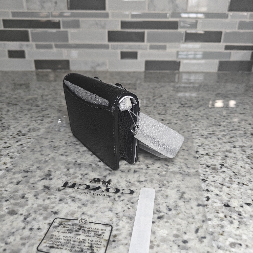 Coach Mini Wallet On A Chain With Floral Applique (Gun Metal Black) - Picture 6 of 9